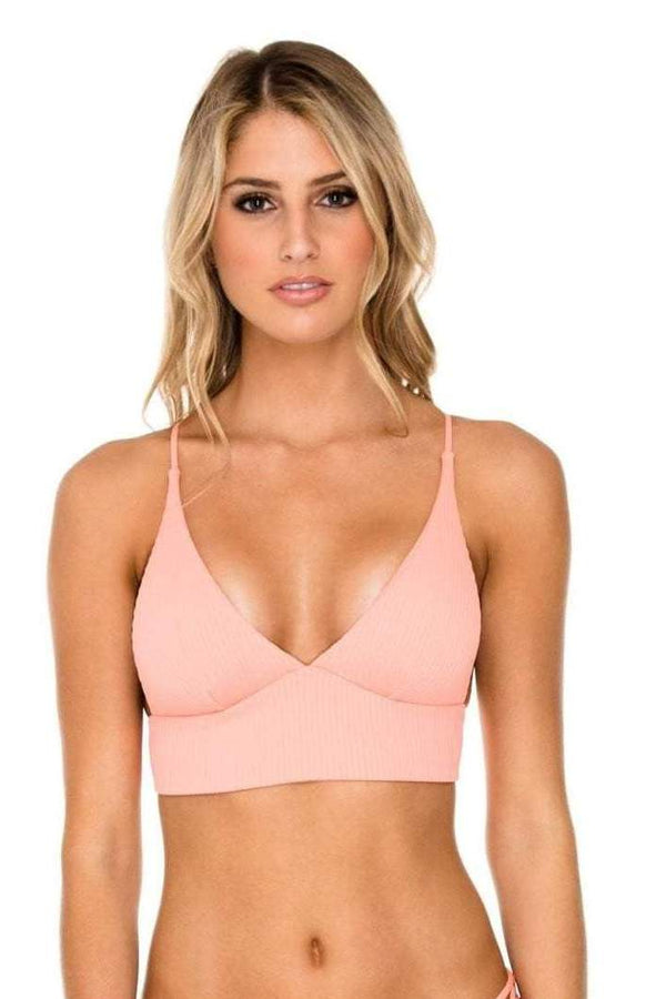 Luli Fama Orillas Del Mar Ribbed Banded X-Back Bikini Top